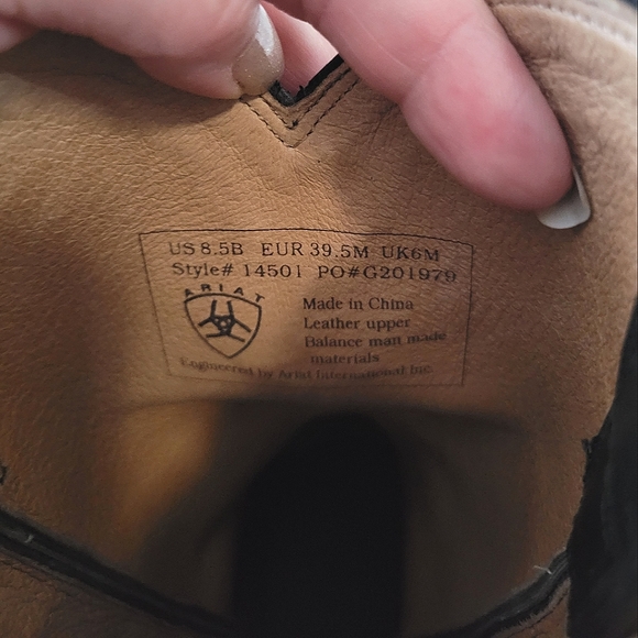 Mens Ariat Heritage Black Leather Roper Boots Size 8.5B - Picture 6 of 16